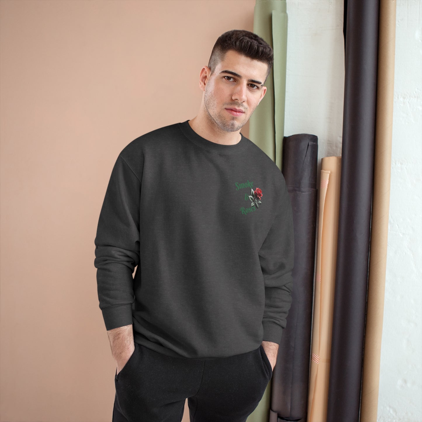 Smoke & Roses Champion Sweatshirt, Vintage Inspired Streetwear, Graphic Sweatshirt, Urban Fashion, Winter Fashion, Fall Clothing, Retro Clothing, Gift For Her, Holiday Gift, Gift For Him