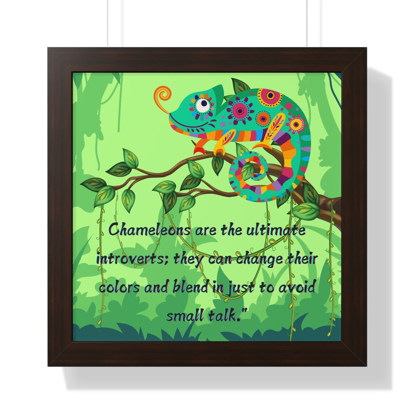 Vertical Poster, Chameleon Introvert in Amazon Rainforest,