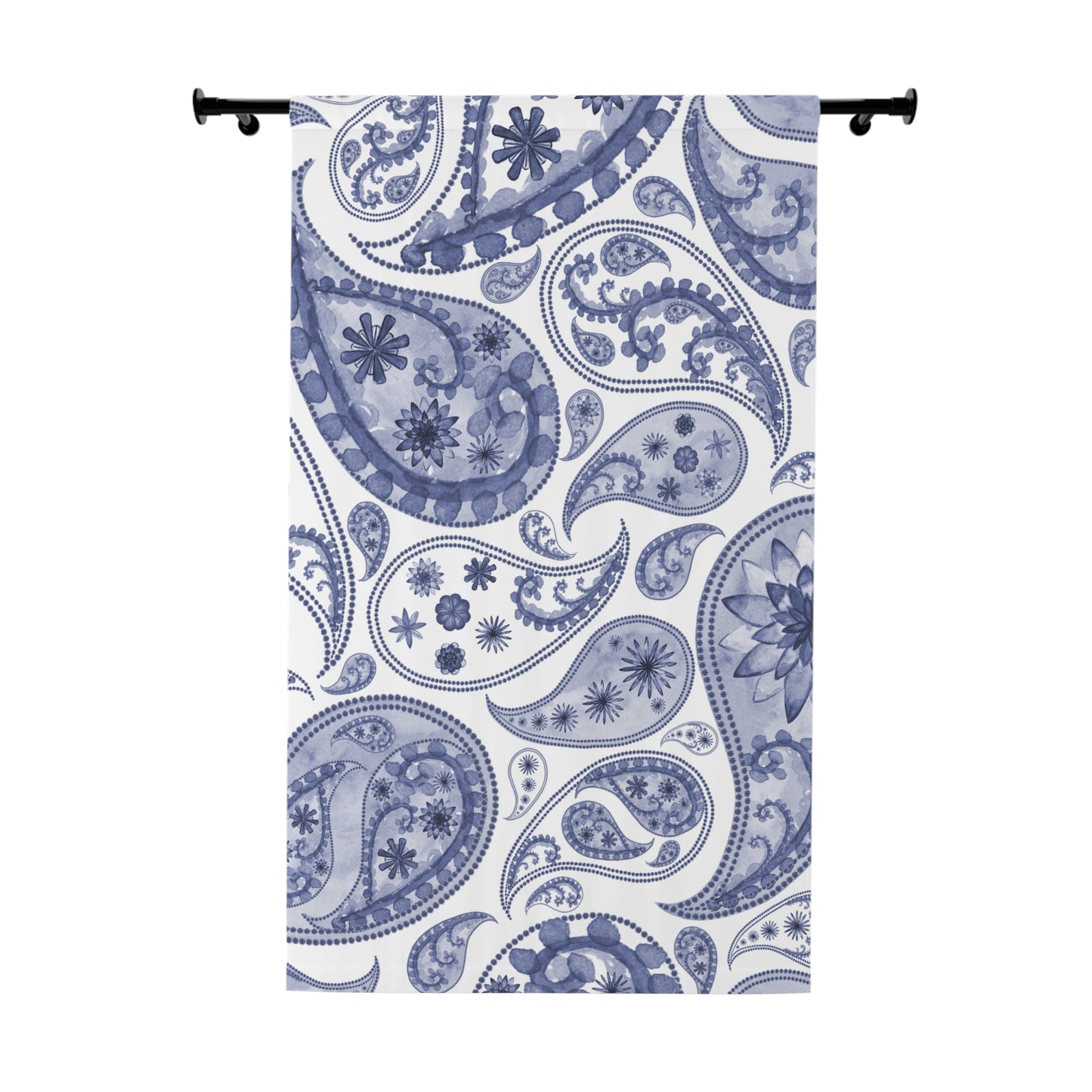 Blue China Inspired Curtains, Cobalt Blue Designer Window Drapes, Asian Style
