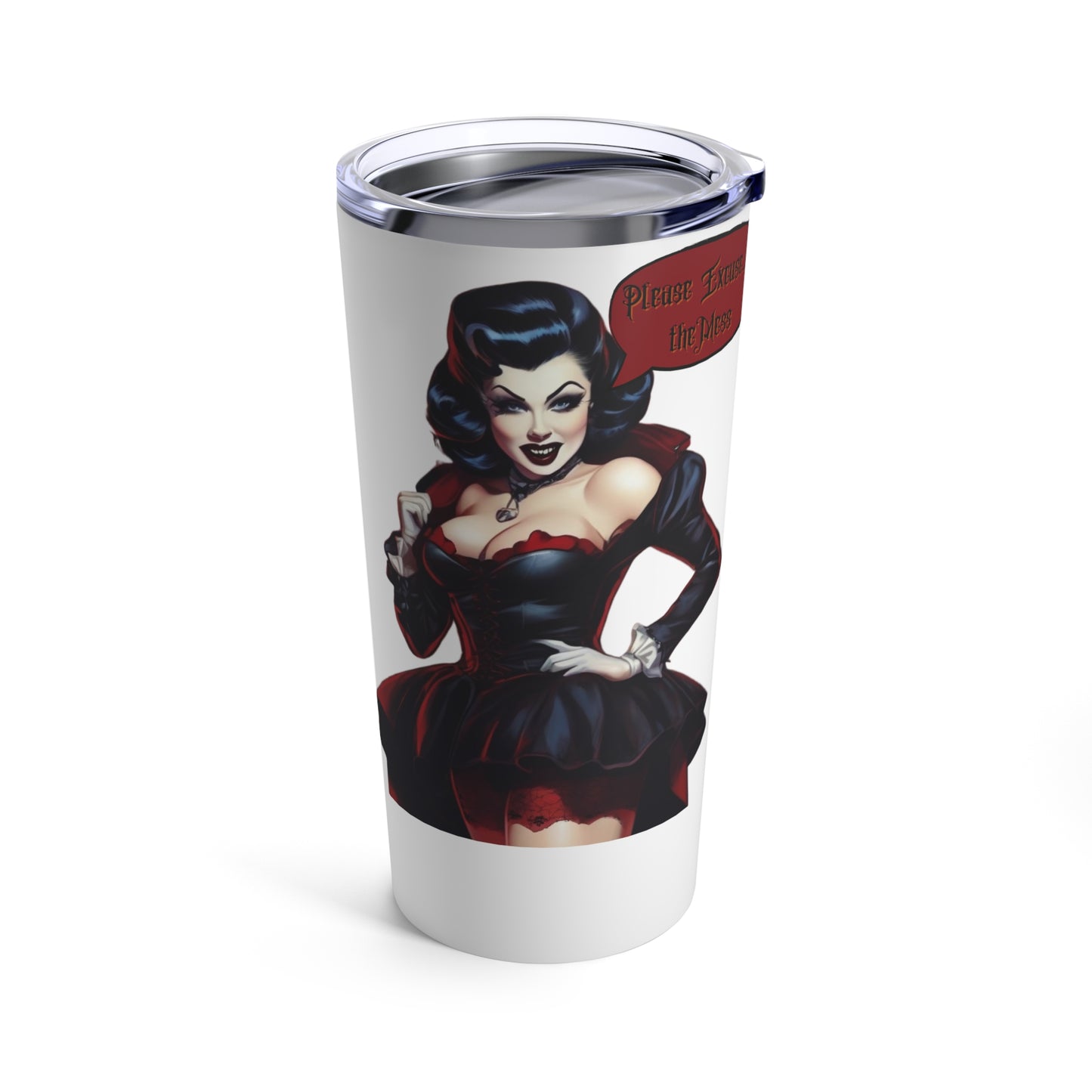 Halloween Vampire Pinup Tumbler 20oz - Gothic Drinkware for Fright Night