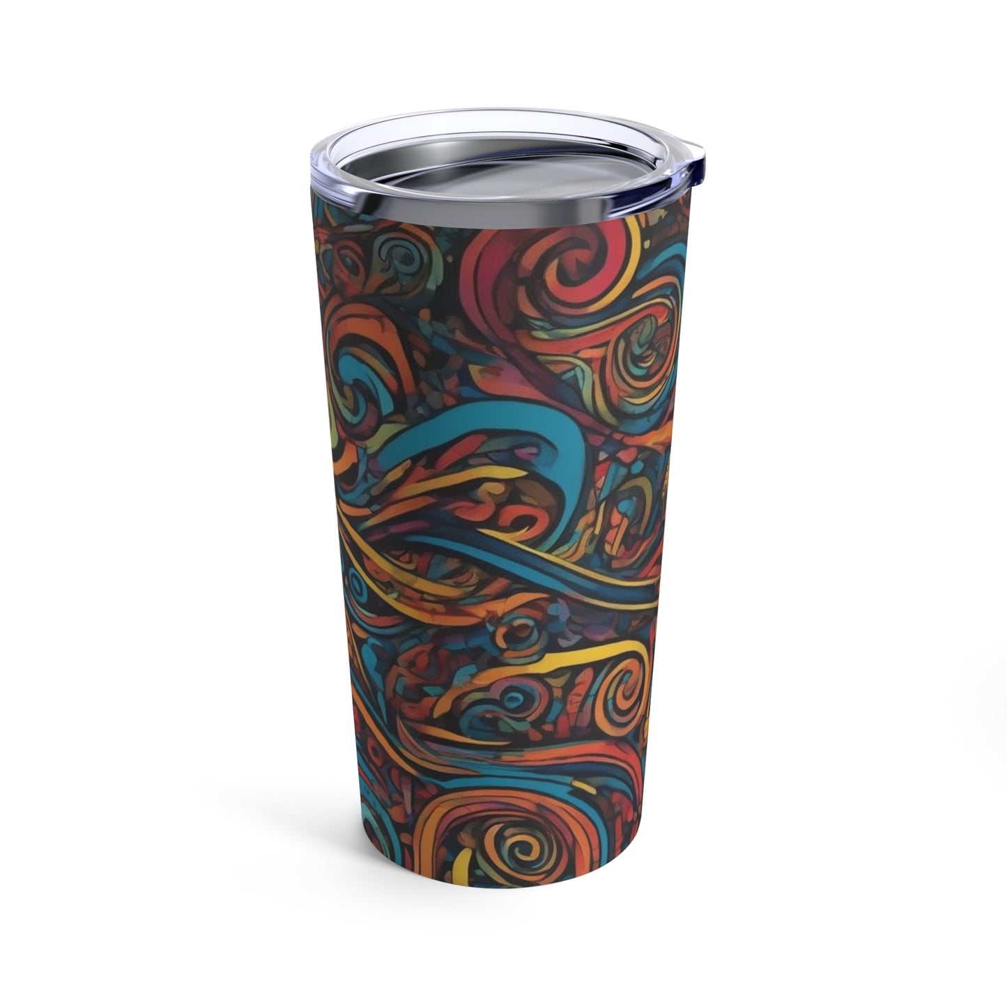Art Tumbler 20oz - Van Gogh Color Waves Hand Painted Drinkware, Art Inspired Gift