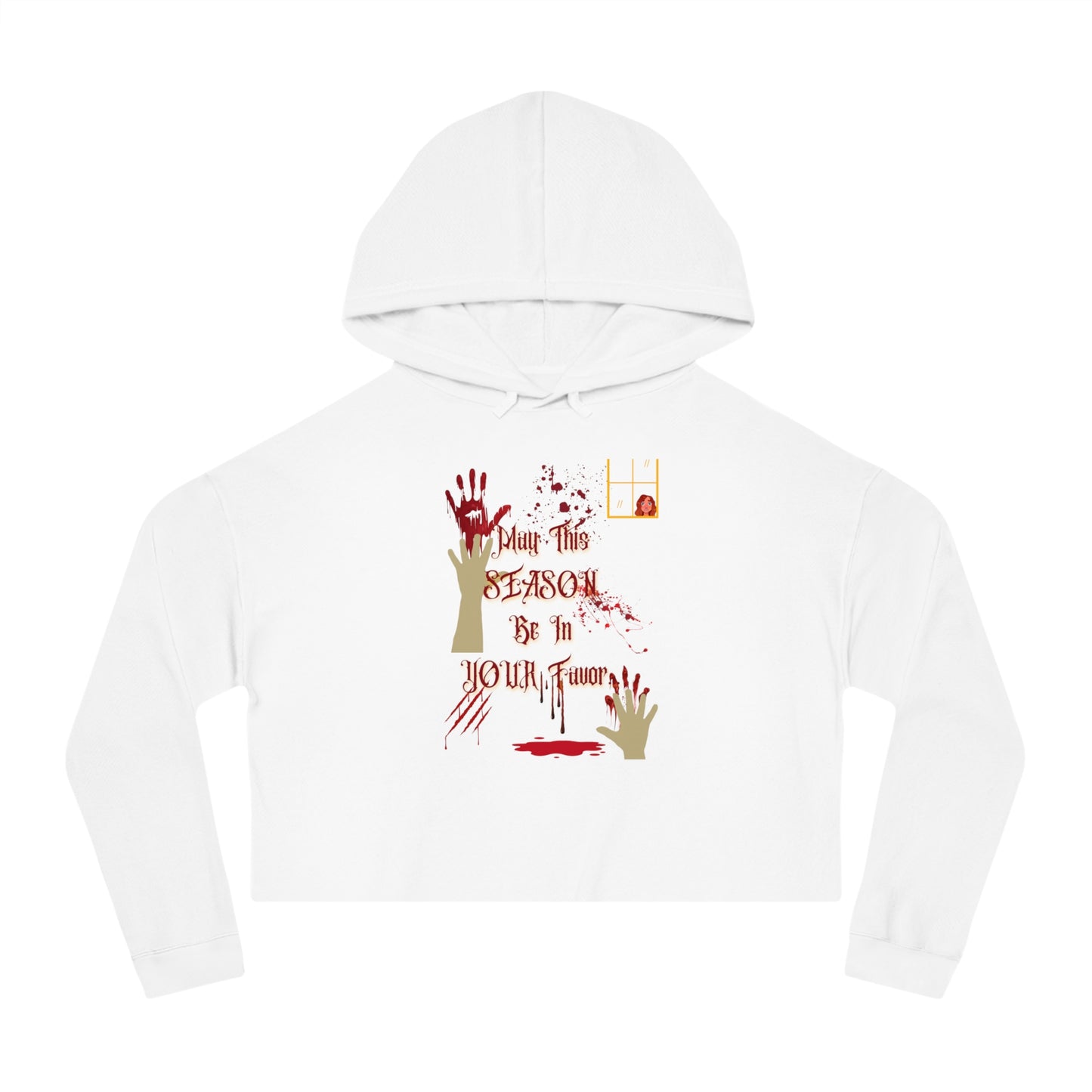 Halloween Favor Vampire Pinup Womens Cropped Hooded Sweatshirt Fright Night, Halloween, Fall, Vampire Lover Gift, Gothic Clothing, Pinup Style, Goth Girl Clothing