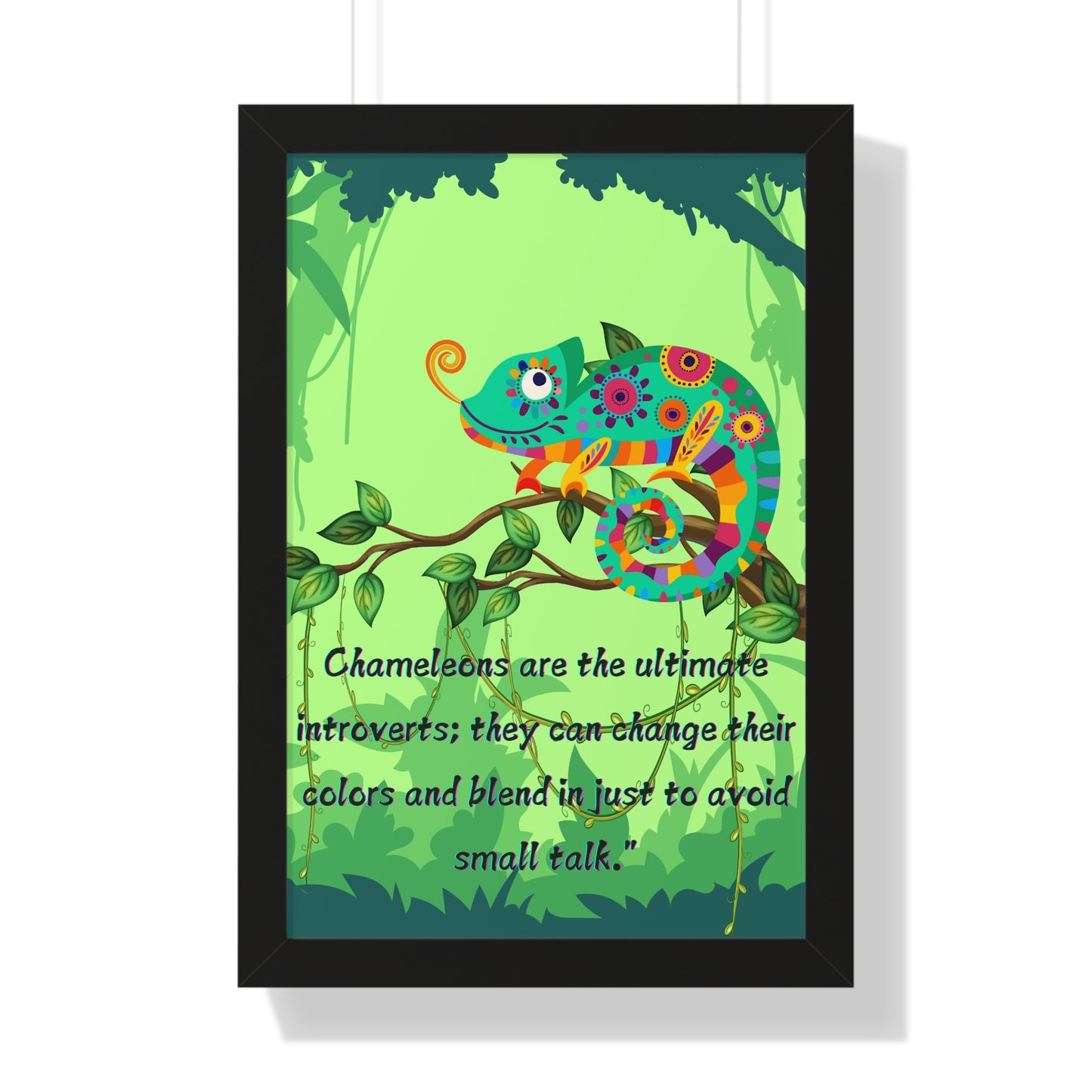Vertical Poster, Chameleon Introvert in Amazon Rainforest,