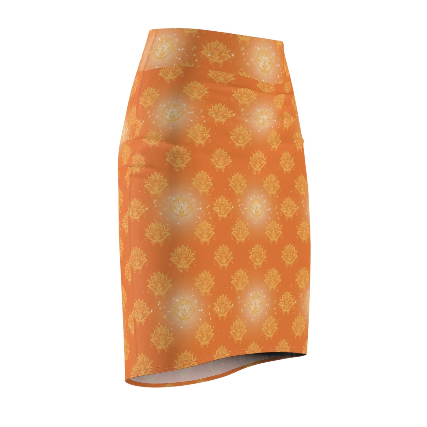 Glitter Lotus Sari Saree Inspired Women's Pencil Skirt, Office Wear,