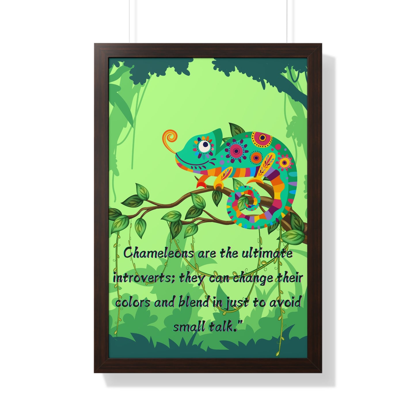 Vertical Poster, Chameleon Introvert in Amazon Rainforest,