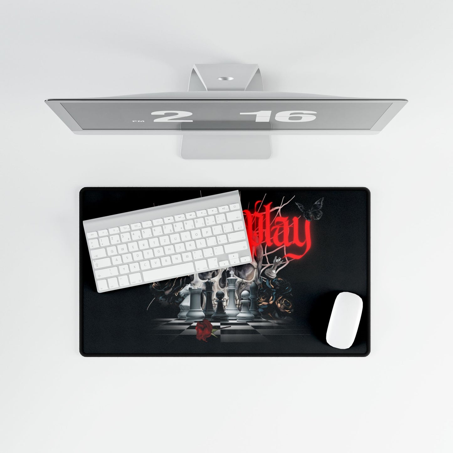 Skull Chess Desk Mat, Spooky Non-Slip Base, Smooth Surface, 3 Sizes Available, Shakespeare, Gothic, Dark Hardcore Aesthetic Mouse Pad,