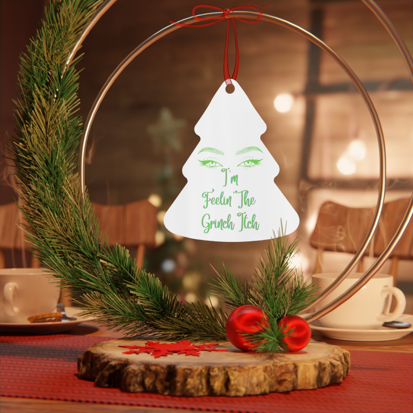 Grinch Itch Metal Ornaments - Perfect Gift for Christmas, Holiday Season, Festive Home Decor, Funny Christmas Ornament, Quirky Decoration
