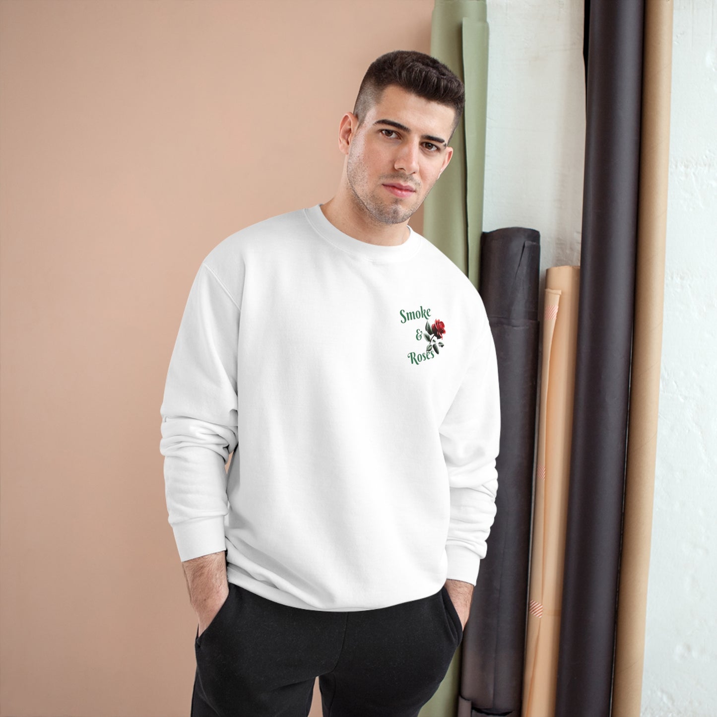 Smoke & Roses Champion Sweatshirt, Vintage Inspired Streetwear, Graphic Sweatshirt, Urban Fashion, Winter Fashion, Fall Clothing, Retro Clothing, Gift For Her, Holiday Gift, Gift For Him