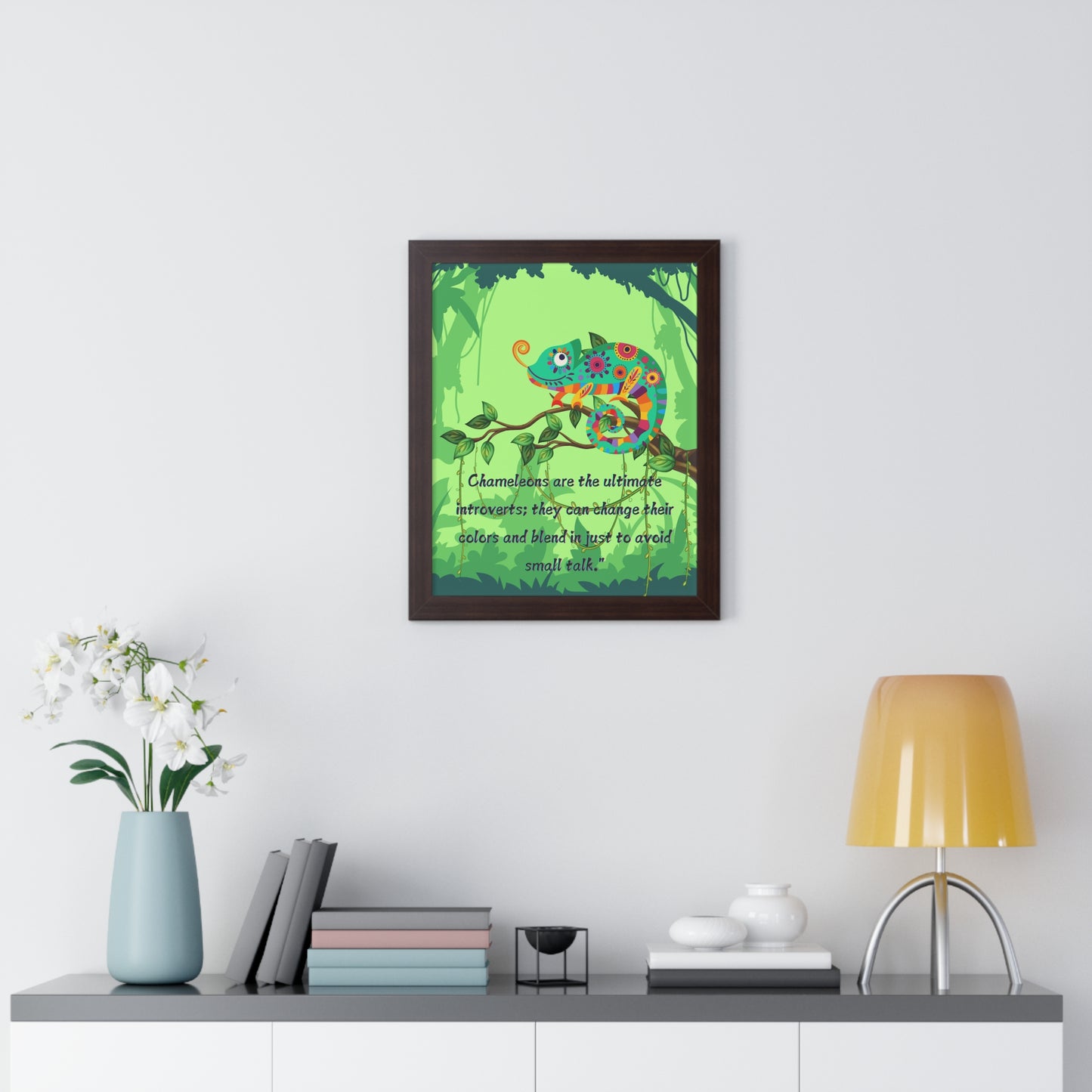 Vertical Poster, Chameleon Introvert in Amazon Rainforest,