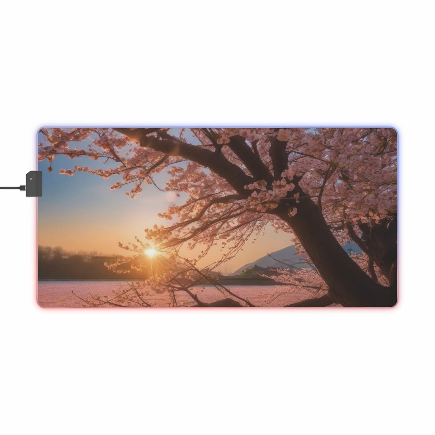 Morning Cherry Blossom LED Gaming Mouse Pad Cute Cherry Blossoms Mouse Pad High Quality , Japanese Art Theme Kawaii girls