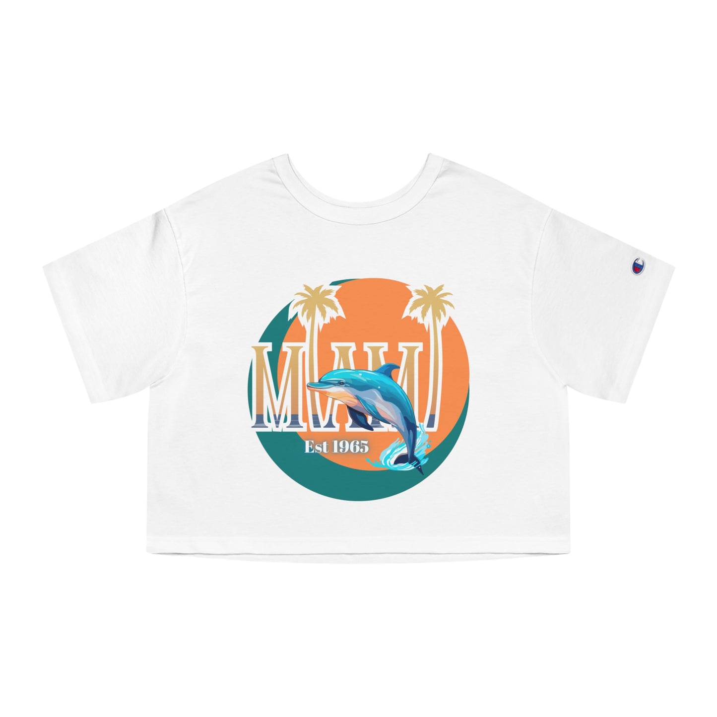 Miami Dolphins Game Time Champion Women's Heritage Cropped T-Shirt, Football NFL Inspired