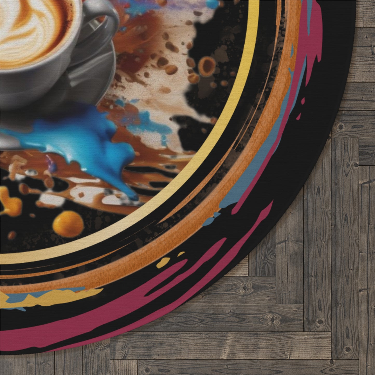 Coffee Splash Round Rug, Lover of Espresso Home Decor, Coffee Lover Rug