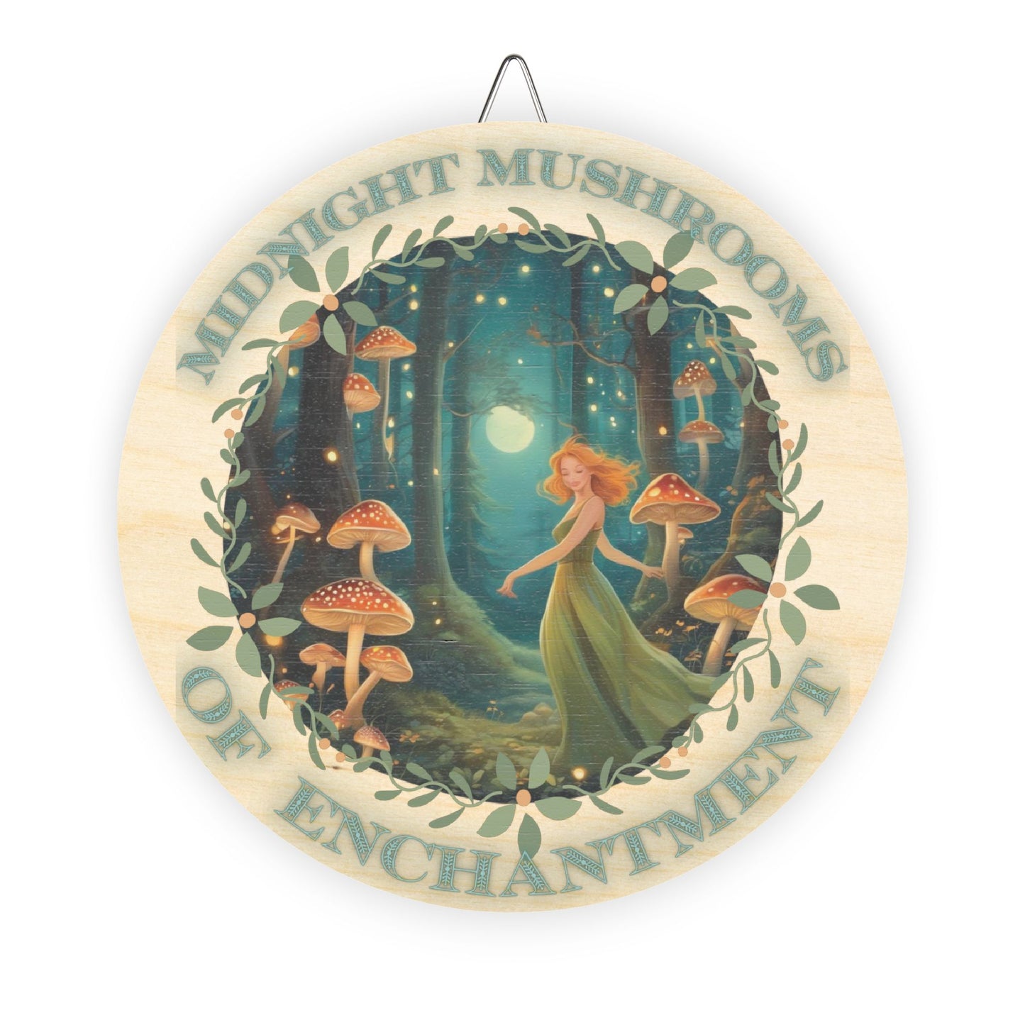 Midnight Mushroom of Enchantment Front Door Wood Sign, Rustic Home Decor