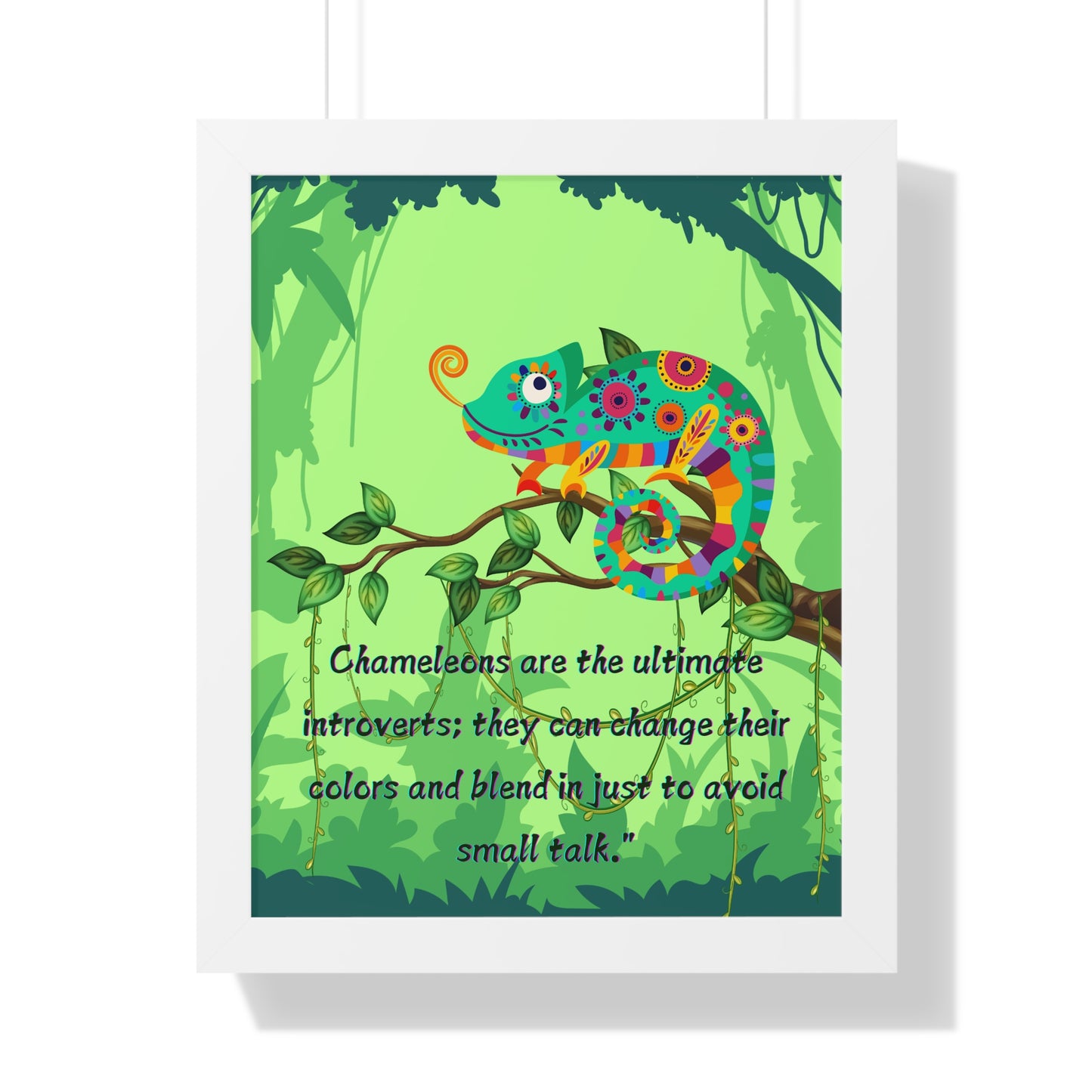 Vertical Poster, Chameleon Introvert in Amazon Rainforest,