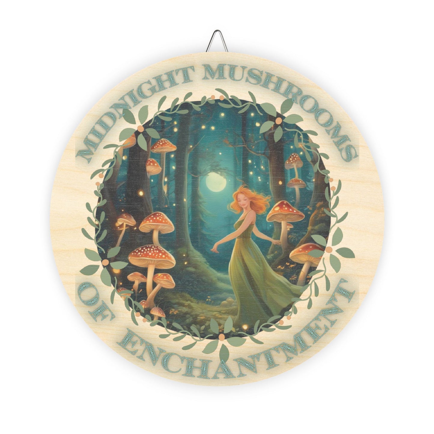 Midnight Mushroom of Enchantment Front Door Wood Sign, Rustic Home Decor