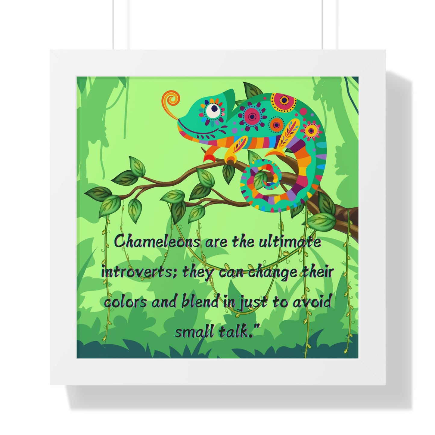 Vertical Poster, Chameleon Introvert in Amazon Rainforest,