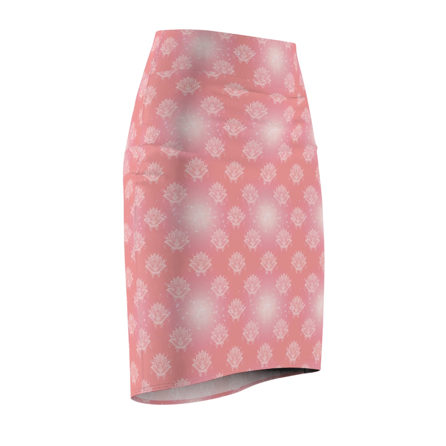 Glimmering Pink Lotus Women's Pencil Skirt, Office Wear, Casual Stretchy Stylish Skirt - Fashion Trendy, Work, Business, Everyday, Gift