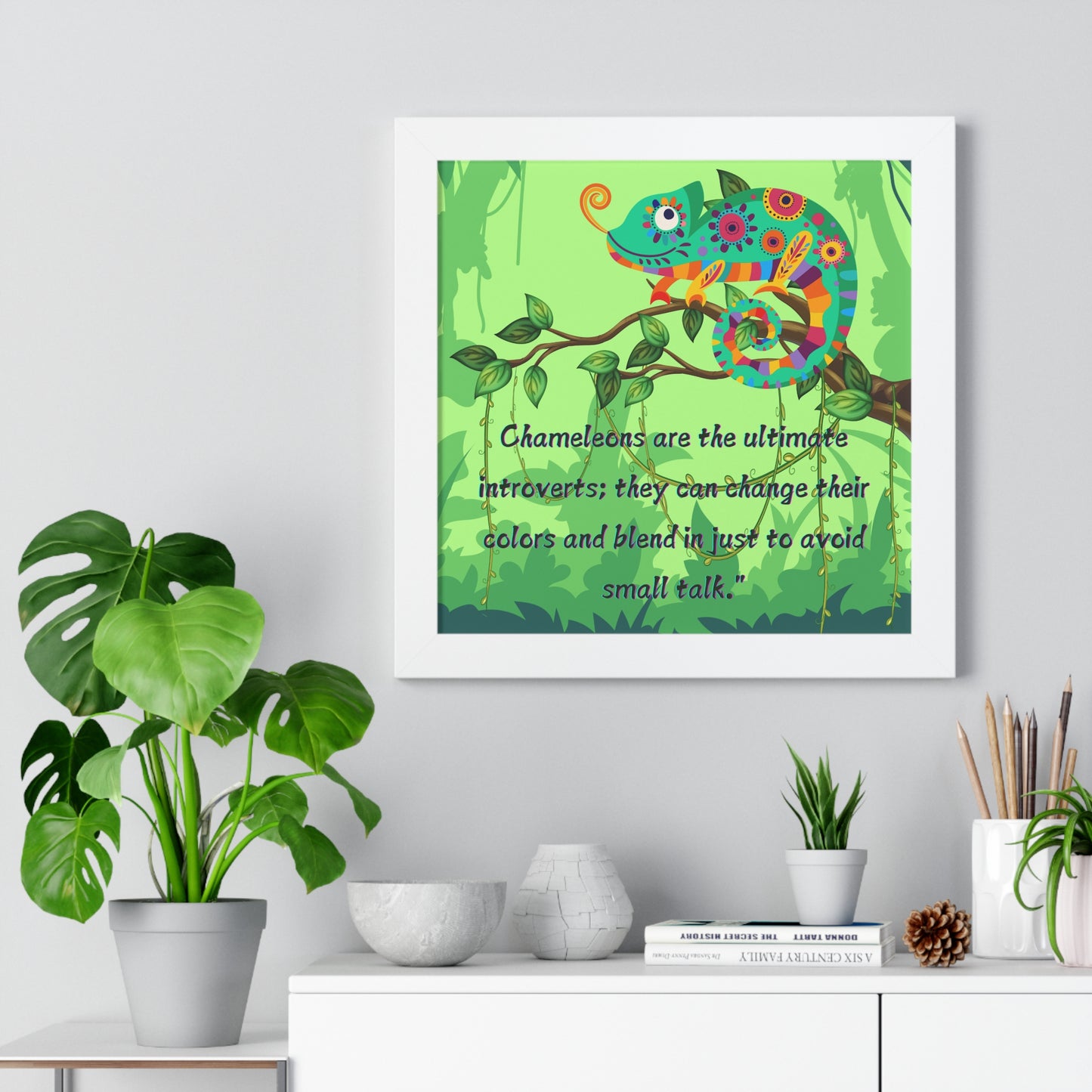 Vertical Poster, Chameleon Introvert in Amazon Rainforest,