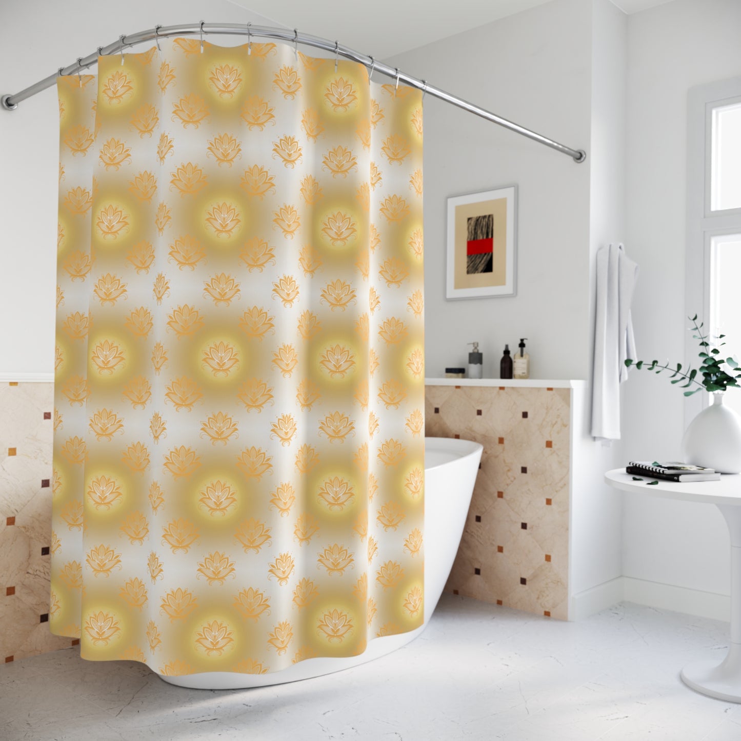 White Lotus Shower Curtains - Elegant Bathroom Decor