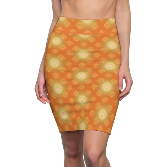 Lotus Horizon Sari Saree Inspired Women's Pencil Skirt, Office Wear