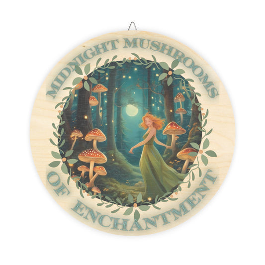 Midnight Mushroom of Enchantment Front Door Wood Sign, Rustic Home Decor