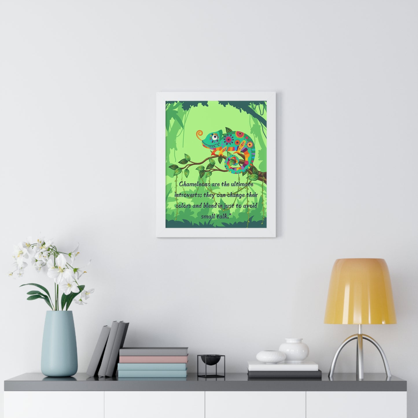 Vertical Poster, Chameleon Introvert in Amazon Rainforest,
