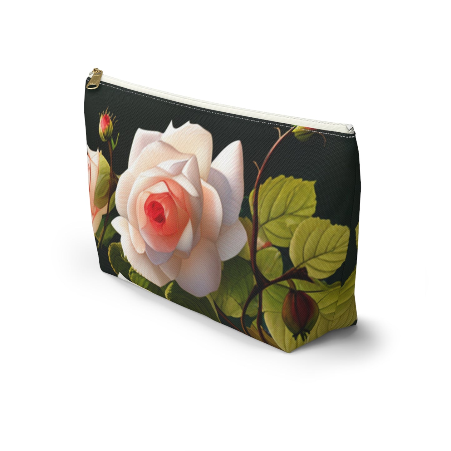 English Roses Accessory Pouch with T-bottom, Floral Makeup Bag, Travel Organizer