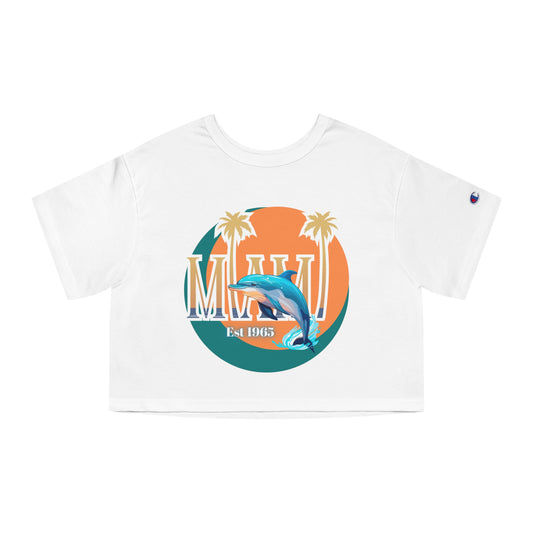 Miami Dolphins Game Time Champion Women's Heritage Cropped T-Shirt, Football NFL Inspired